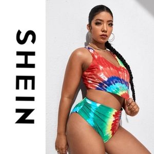 Shein | NEW Tye-Dye Knot Hem Bikini Swimsuit